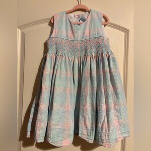Little English Pastel Pink & Blue Plaid Smocked Dress